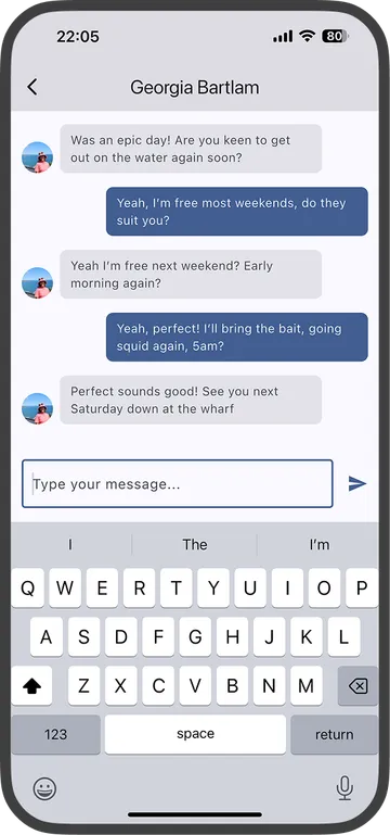 Chat conversation between two users.
